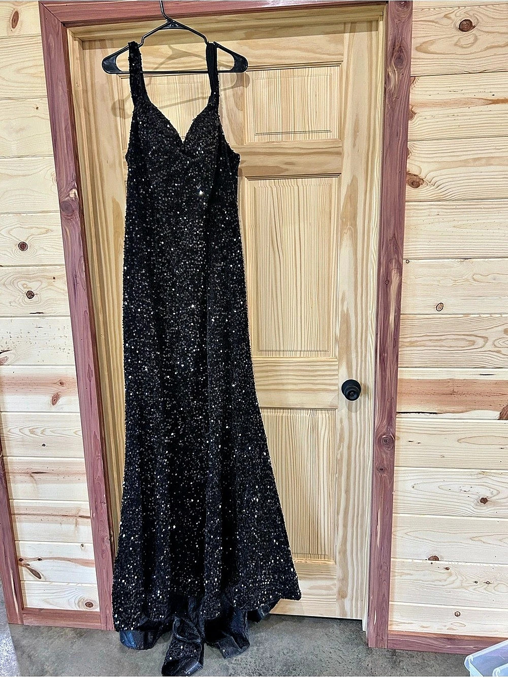 Black Sequin Gown with Train